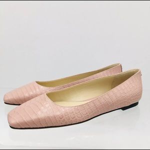 Jimmy Choo Mirele Blush Flat Croc Embossed Leather Women’s Shoes
